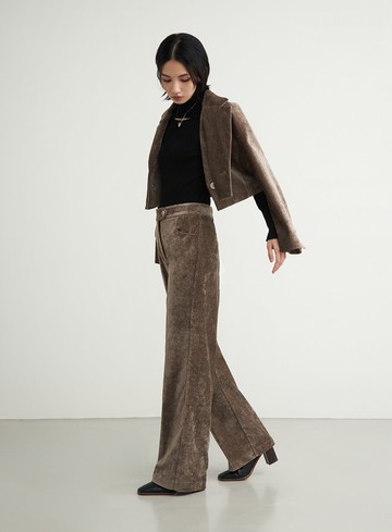 光澤絨面西裝寬褲