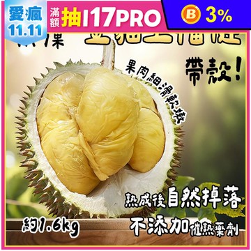 【馬來西亞】冷凍帶殼金貓王榴槤1A果1.6kg 冷凍榴槤 榴槤冰 榴槤肉 水果