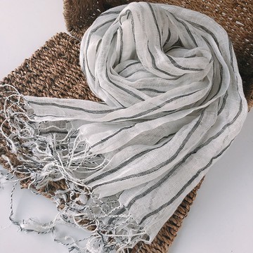 亞麻條紋圍巾3107x