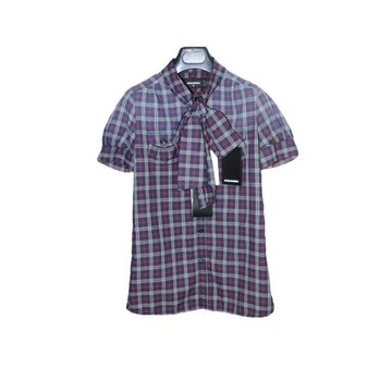 Dsquared2 女士 漸變格紋 可調節裝飾立體蝴蝶結裁剪襯衫 IT36/40