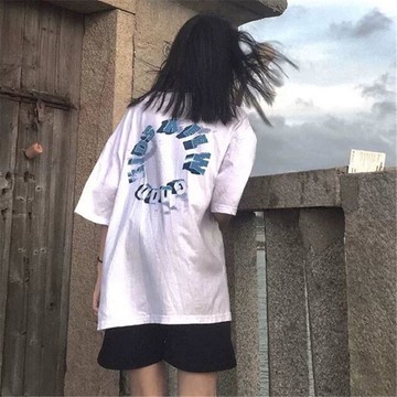 短袖t恤女ins潮新款寬松原宿風設計感小眾hiphop半袖上衣