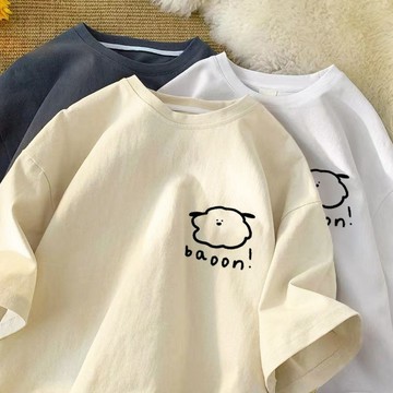 【砂糖夢境】100%不起球短袖t恤女男洋氣卡通百搭半袖上衣服oversize韓版寬鬆