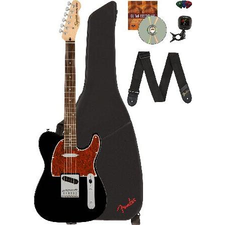 Fender Squier Affinity Telecaster w Laurel Fingerboard Black Bundle with Gig Bag, Tuner, Strap, Picks, and Austin Bazaar Instructional DVD