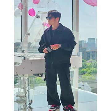 周杰倫JAY演唱會同款上海限定工裝褲四季寬松大碼闊腿直筒休閑褲