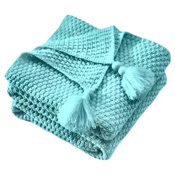 經典北歐風流蘇針織空調被 沙發毯/居家毯  200 x 150cm  青綠色