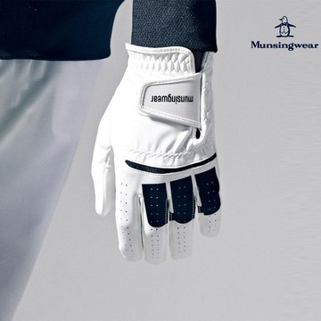 【Munsingwear 企鵝】男款白色UPF50防曬專業高爾夫手套 MGRE0D01