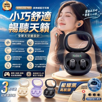 半入耳真無線藍牙耳機 輕舒適耳塞式配戴 睡眠藍芽耳機 高音質 觸控切歌 降噪通話 超長續航 iOS 安卓適用 迷你耳機