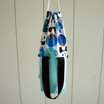 Lovely多功能環保袋【動物圈三用伸縮保溫瓶袋、天藍】