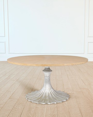 60" Cerused Oak Top Dining Table