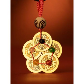 黃銅五帝錢葫蘆汽車鑰匙扣精致摩托車鎖匙掛件男匙鑰掛飾掛扣女