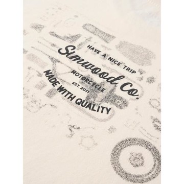 SIMWOOD/簡木【寬松版】270g成衣酵洗機車風印花短袖T恤男