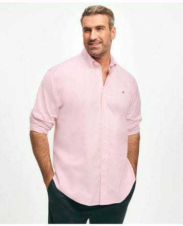 Brooks Brothers Men's Big & Tall Stretch Cotton Non-Iron Oxford Polo Button Down Collar Shirt | Pink | Size 2X Tall