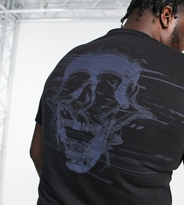 Bolongaro Trevor Plus static skull back print t-shirt in black and green-Multi