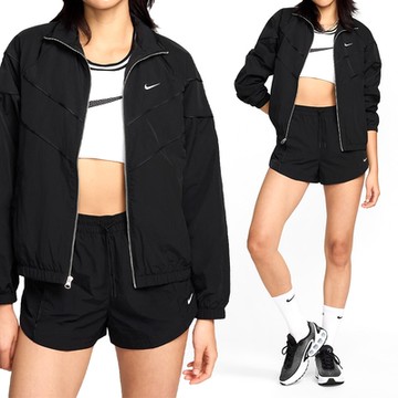 Nike WR WVN UV FZ JKT 女款 黑色 運動 休閒 風衣 口袋 立領 外套 FV6305-010