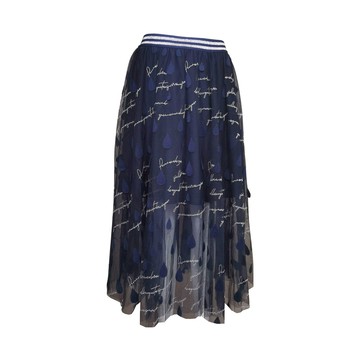 EVA草寫文字藍色長裙