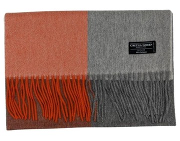 Gretna Green 橙色和锡石色羊绒围巾