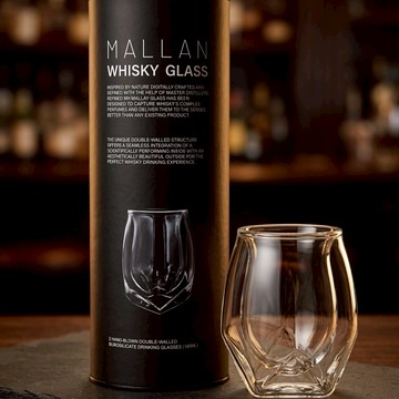 雙層威士忌杯二入圓筒禮盒組｜MALLAN極致工藝｜手工吹製精品｜威士忌禮物首選 最佳禮品 喬遷 節慶 飲酒小酌禮物禮品