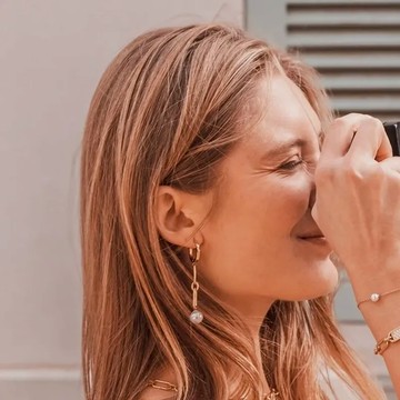 ME30 Urban Chic - Anchor 鏈條珍珠耳環 金色