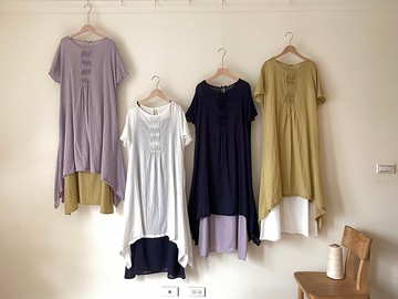 1+1整套組合 /【洋裝10】波浪洋裝上衣+【內搭01】細肩帶內搭洋裝