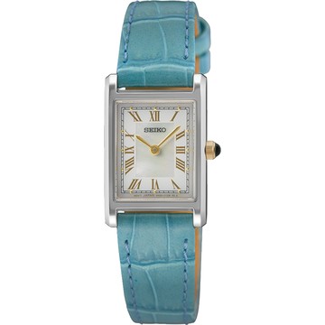 SEIKO 精工 CS系列經典羅馬方形腕錶/銀X藍/18X20mm (4N30-00H0B/SWR101P1)