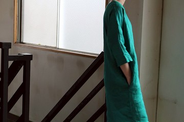 Dolman 袖連衣裙立陶宛麻
