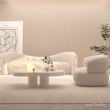 可開發票 免稅到府 創意輕奢美容院現代簡約服裝店奶油風弧形民宿沙髮客廳小戶型