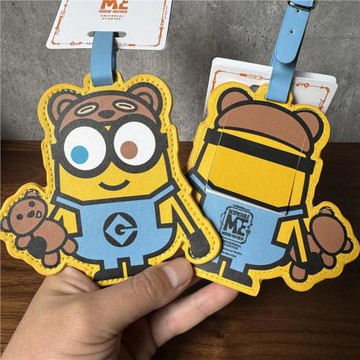 小黃人手拿行李箱登機牌旅行箱飛機托運掛牌可愛卡通包包掛件掛飾