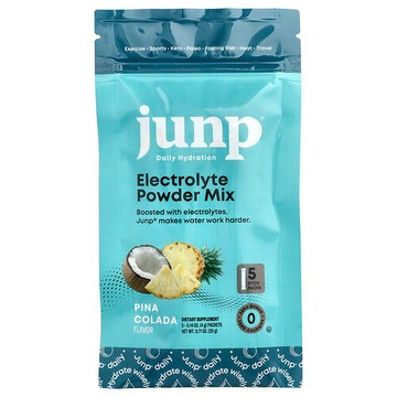 JUNP Hydration, 電解質粉末衝劑，菠蘿椰子味，5 條，每條 0.14 盎司（4 克）