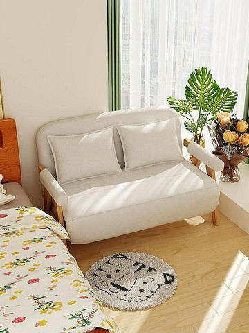 小沙發 單人沙發床折疊兩用2024新款網紅小戶型雙人客廳多功能實木伸縮床