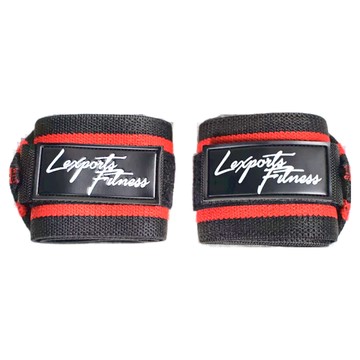 Lexports Fitness 勵動風潮 重量訓練健身護腕 (高重磅彈力)  W8 × L50cm  時尚黑紅紋  1雙