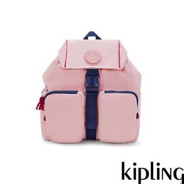 Kipling (網路獨家款) 粉藍拼接大容量多袋收納後背包-ALDINE