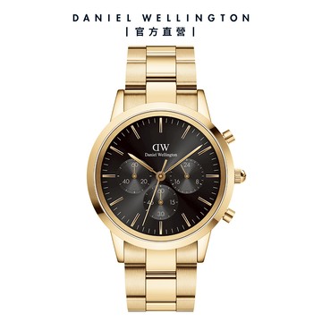 【Daniel Wellington】DW 手錶 Iconic Chronograph 42ｍｍ香檳金三眼精鋼錶黑錶盤