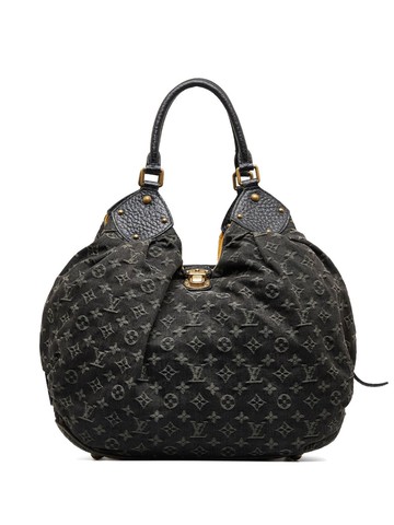 Louis Vuitton - 2007 pre-owned Mahina XL shoulder bag - women - Denim/Calf Leather - One Size - Black