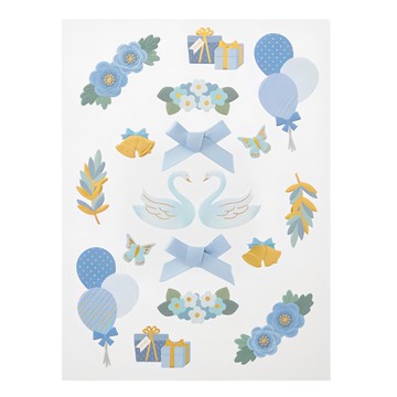 日本 MIDORI PCM 花邊貼紙 82657  藍色  1張