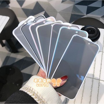 適用蘋果15/16ProMax防窺鋼化玻璃膜14Pro max彩色手機膜iPhone15/14/13全屏黑金銀紫粉藍16plus防偷窺貼膜
