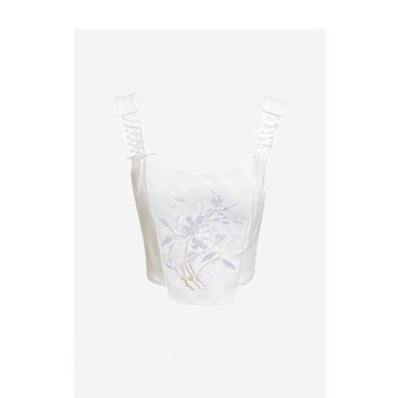 品牌特價童謠明星同款白色新中式國風吊帶女冬設計高級感2025新款