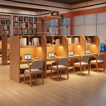 自習室學習桌隔斷桌椅封閉沉浸式桌子考研大學生電腦桌自習桌書桌 c8073