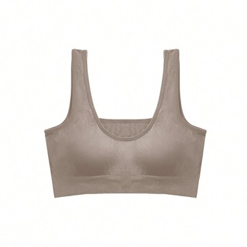 【彈力寬肩】無縫零著感BraTop內衣 - M / 奶茶色