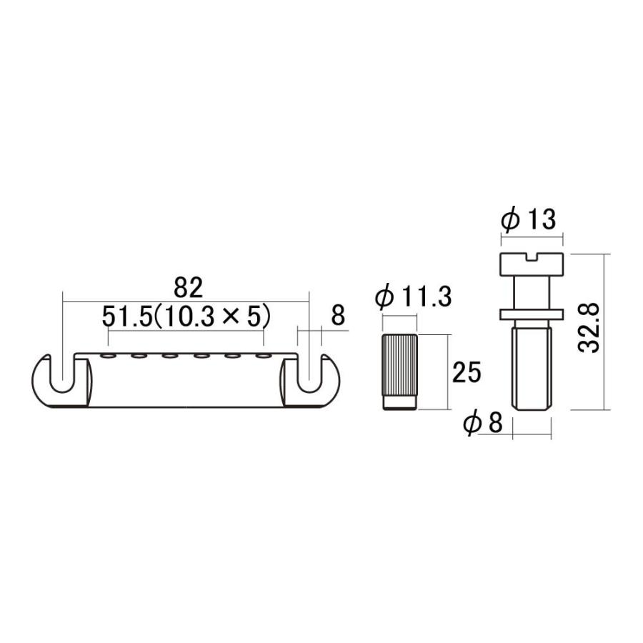 SCUD ストップテールピース アルミ製 ミリ規格スタッド ゴールド LPT-1AG