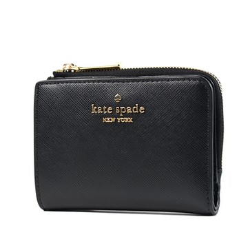 KATE SPADE Madison L型拉鍊袋防刮釦式短夾-黑色