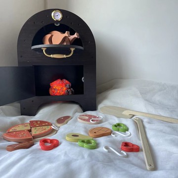 木質烤爐玩具 BBQ烤肉玩具 仿真碳火玩具 烤雞披薩玩具