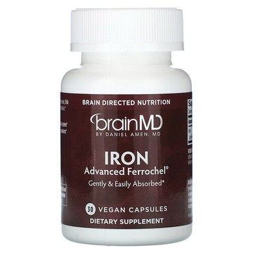 BrainMD, 鐵，25 毫克，30 粒全素膠囊
