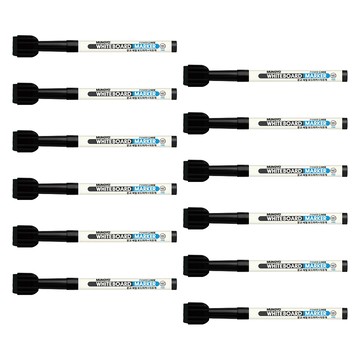 MUNGYO 細筆白板筆 橡皮擦  12支  黑色