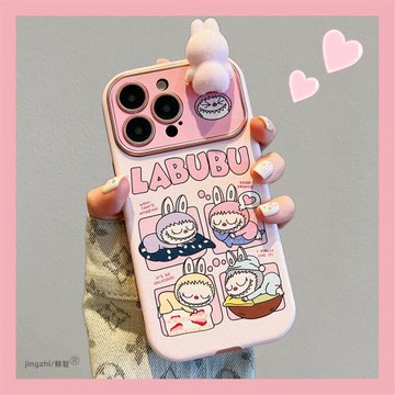 立體毛絨趴趴呲牙小怪獸適用蘋果15promax手機殼iPhone13新款16promax高級感小眾14皮質趣味插可愛女款全包