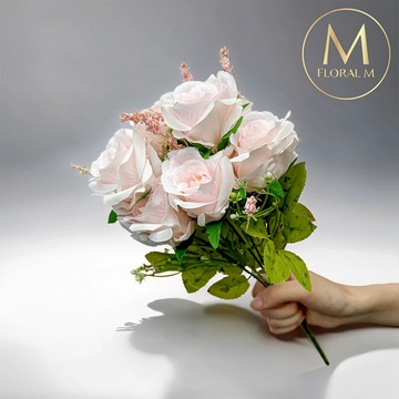 FLORAL M 英式卡爾玫瑰優雅粉仿真花花材（1入組）仿真花 人造花 假花 裝飾花 花藝材料 居家擺設 仿真花束 乾燥花替代 不凋謝花 高擬真花 插花材料 攝影道具 商業佈置 室內裝飾 花藝設計