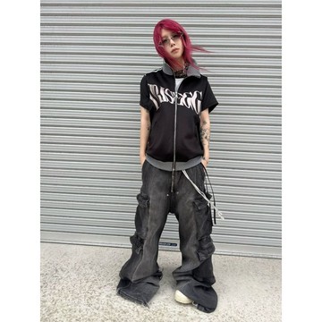 【WYZ】輕亞風燙銀LOGO坎肩休閒街頭運動立領無袖朋克馬甲男女同款小衆潮