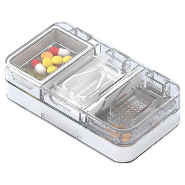 iSFun 長方6格磨藥切藥三合一收納藥盒  1個  白色