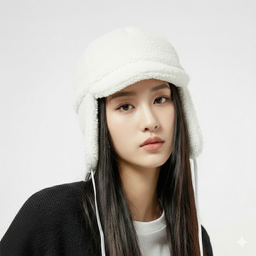 FILA 毛絨保暖飛行帽-白色 HTZ-5601-IV