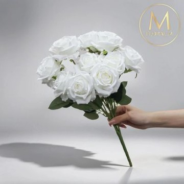 【Floral M】英式卡爾玫瑰經典白仿真花花材1入組(人造花/仿真花/假花/花藝DIY/裝飾花材)