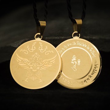 大鵬金翅鳥吊墜男密宗護法金剛鎧甲咒隨身掛件鈦鋼護身項鏈包郵